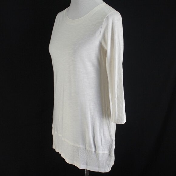 LOGO Lori Goldstein Knit Top Womens Size XS Ivory 3/4 Sleeve Lightweight Tunic - Picture 3 of 7
